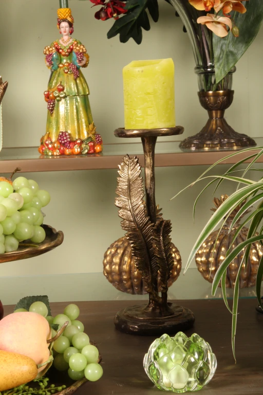 Candelabro Piume - 28 cm - oro - alluminio