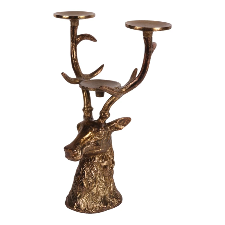 Candelabro Cervo - 36 cm - oro - alluminio