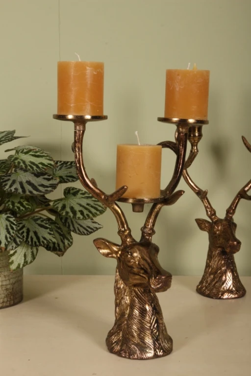 Candelabro Cervo - 36 cm - oro - alluminio