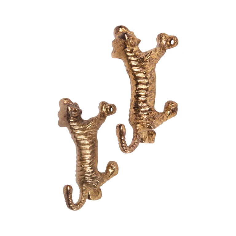 Gancio da parete tigre - 12 cm - oro - alluminio