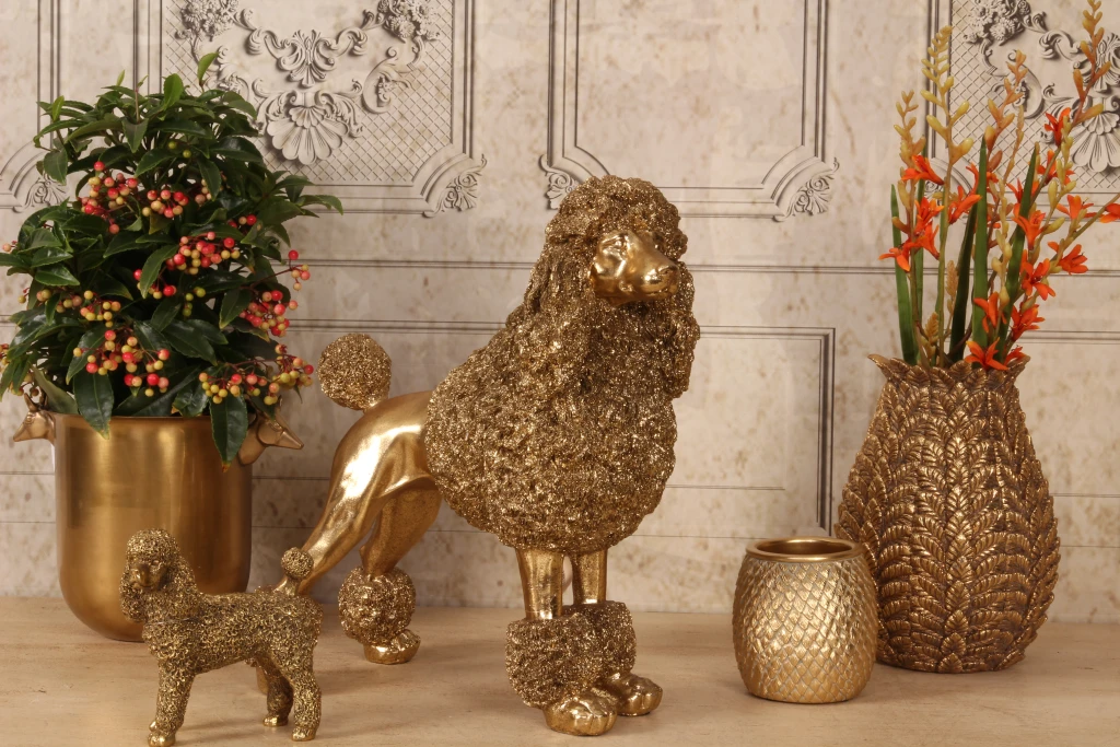 Vaso Foglie - 21 cm - oro - resina artificiale
