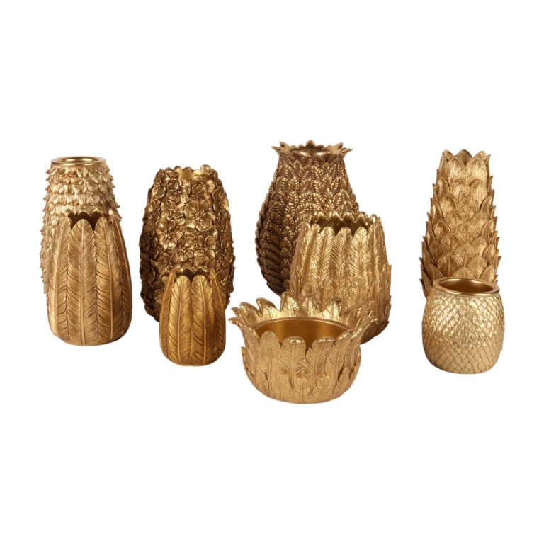 Vaso Foglie - 21 cm - oro - resina artificiale