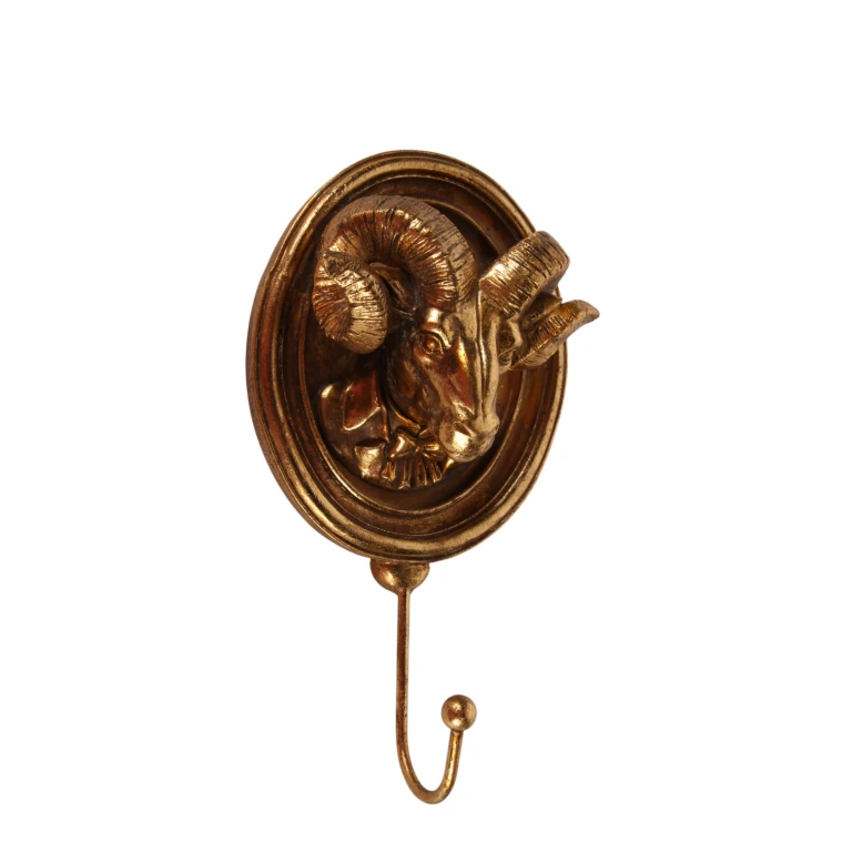 Gancio da parete ariete - oro - 19 cm