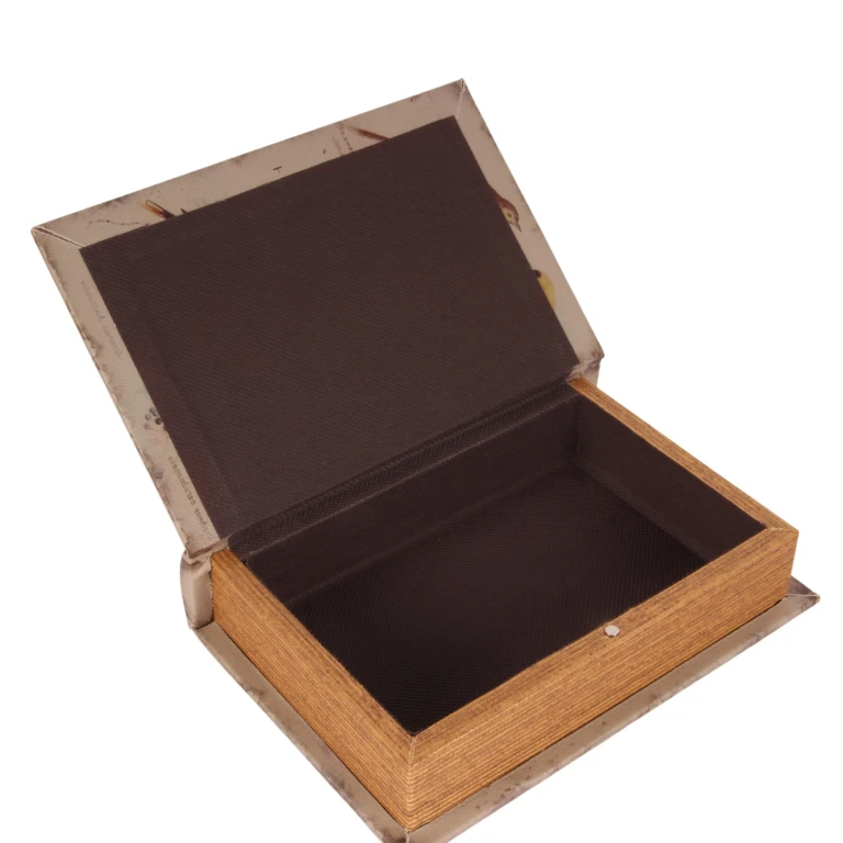 Scatola portaoggetti a forma di libro - 20 cm - beige - ecopelle - 1 pezzo
