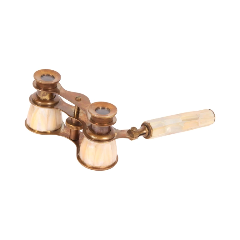 Binocolo decorativo - oro/bianco - ottone - 18 cm