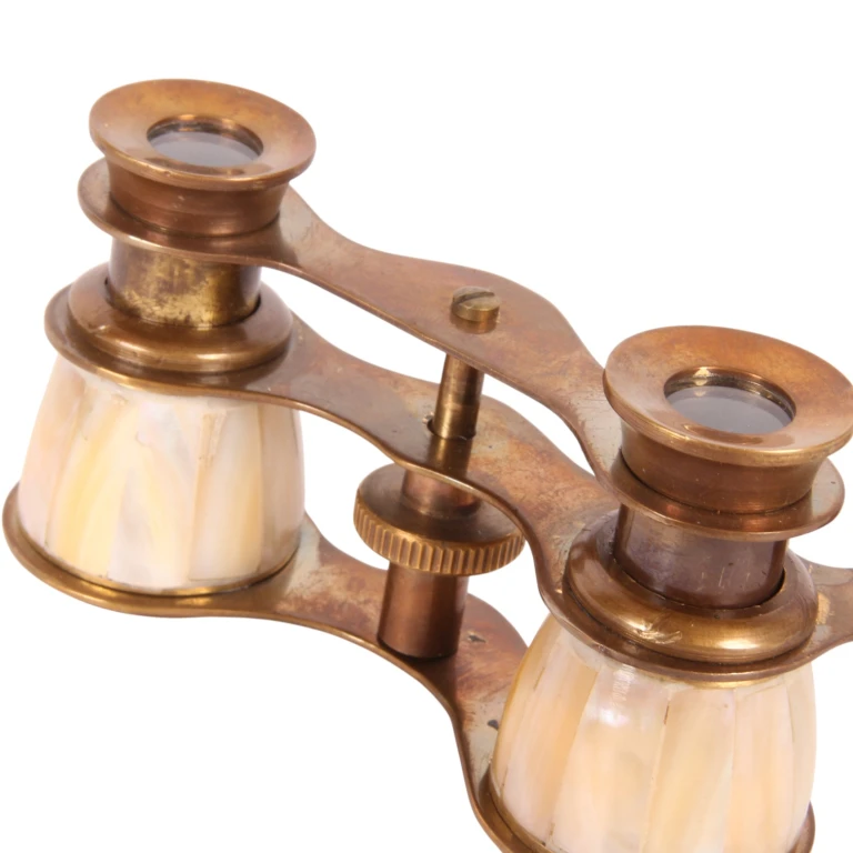 Binocolo decorativo - oro/bianco - ottone - 18 cm