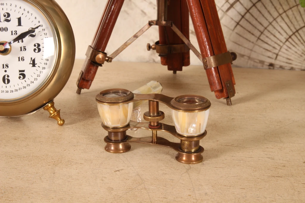 Binocolo decorativo - oro/bianco - ottone - 18 cm