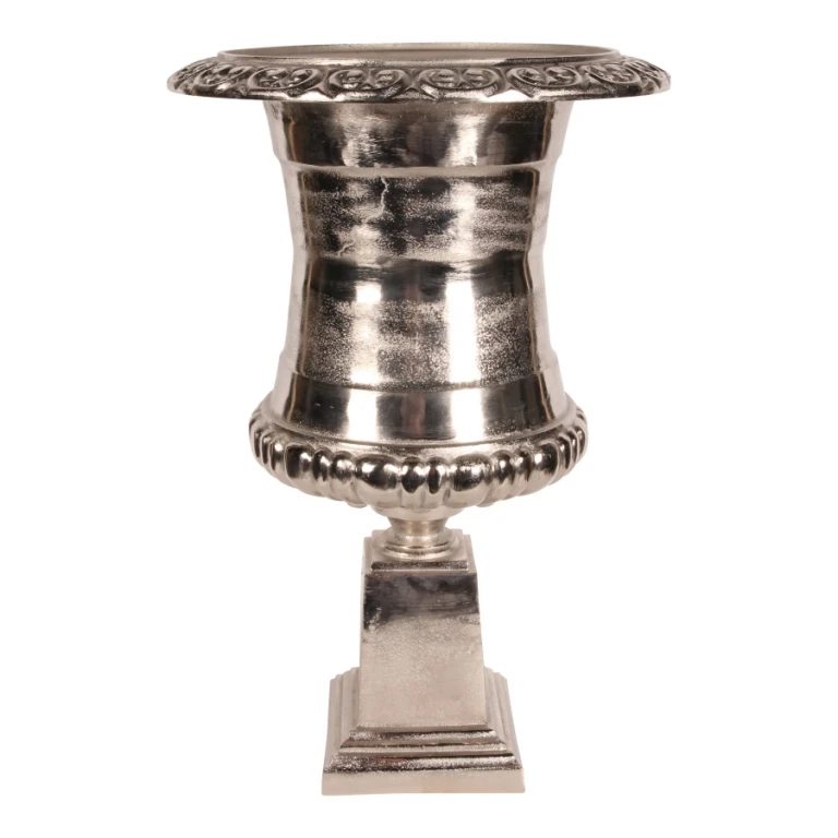 Vaso a Forma di Urna Stile Olandese - 48 cm - Argento - Alluminio