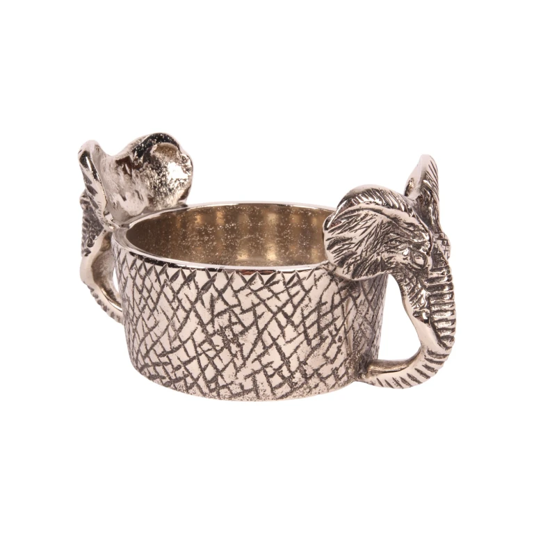 Portabottiglie elefante - 9 cm - argento - alluminio - 1 pezzo