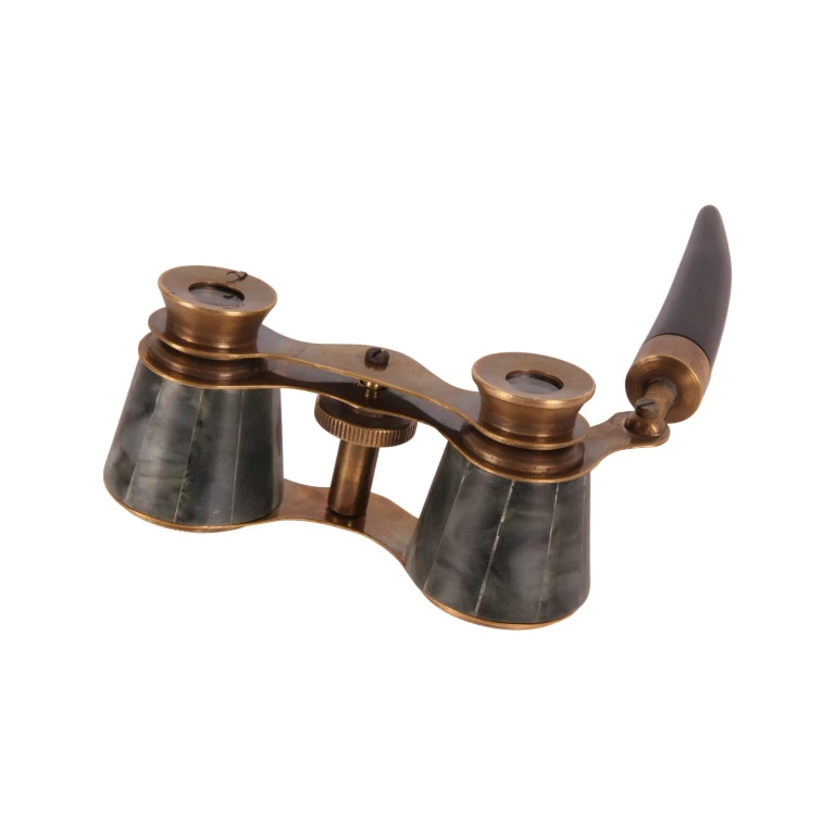 Binocolo decorativo - verde/nero - ottone - 20 cm