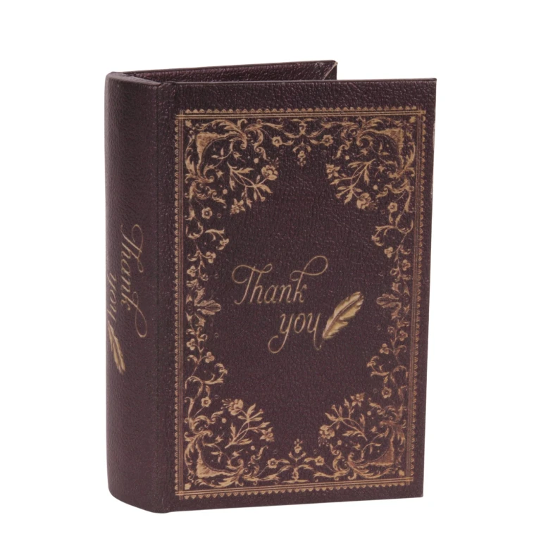 Scatola portaoggetti a forma di libro - 15 cm - nera - ecopelle