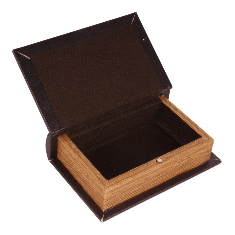 Scatola portaoggetti a forma di libro - 15 cm - nera - ecopelle