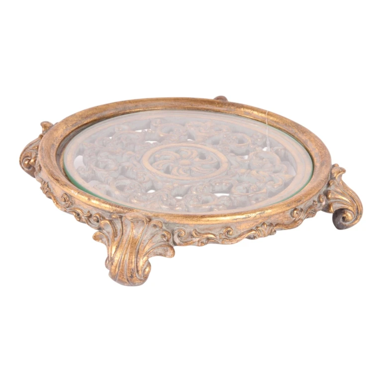 Vassoio per torte 29 cm - oro - resina artificiale