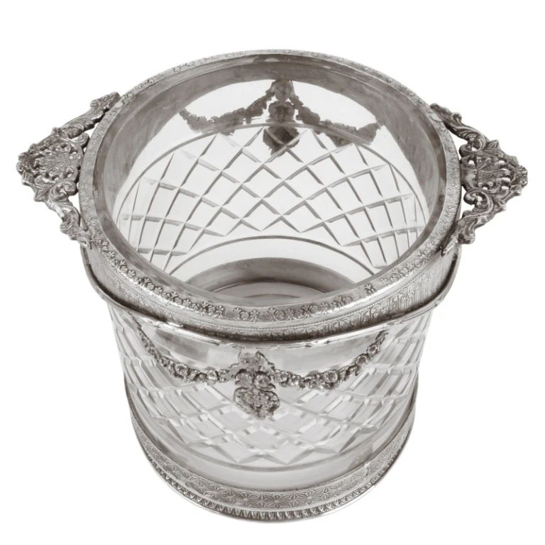 Portabottiglie - argento - 15 cm - ottone e vetro