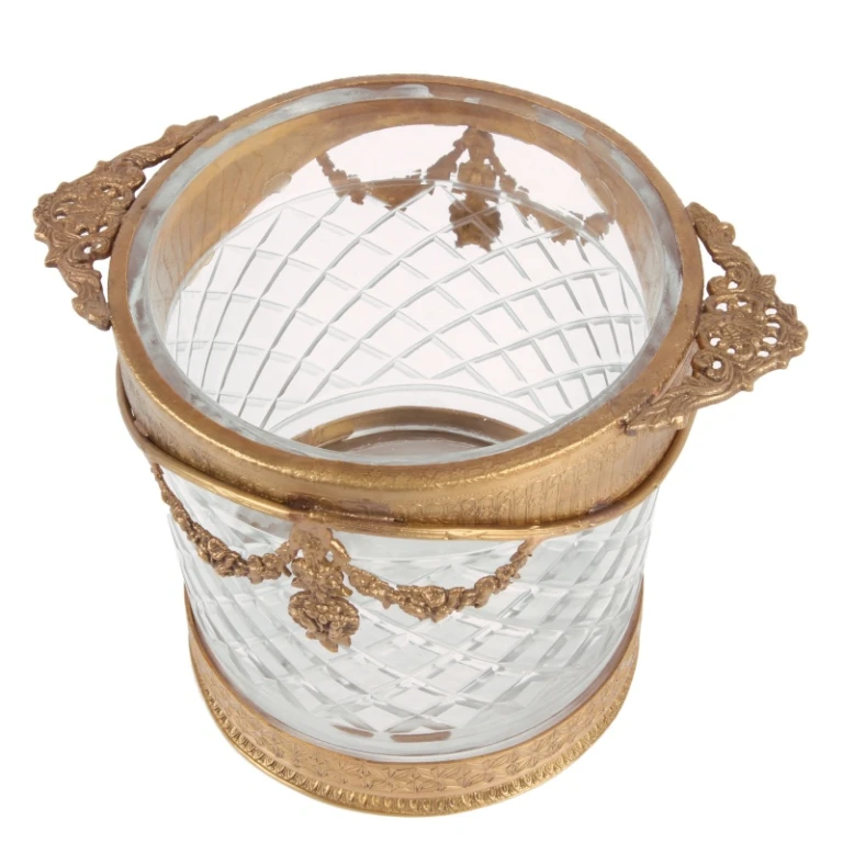 Portabottiglie - oro - 15 cm - ottone e vetro