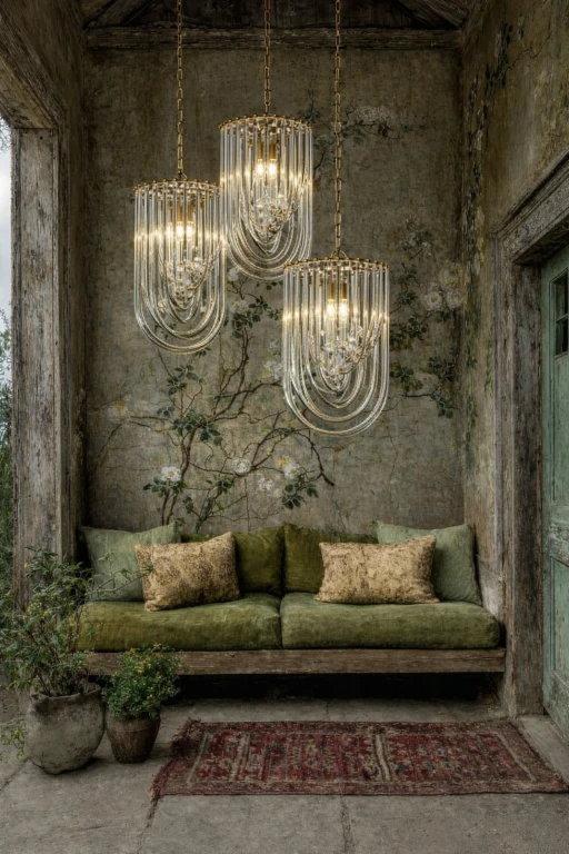 Lampadario in Stile Olandese Chelsea 37 cm - oro - ferro e vetro