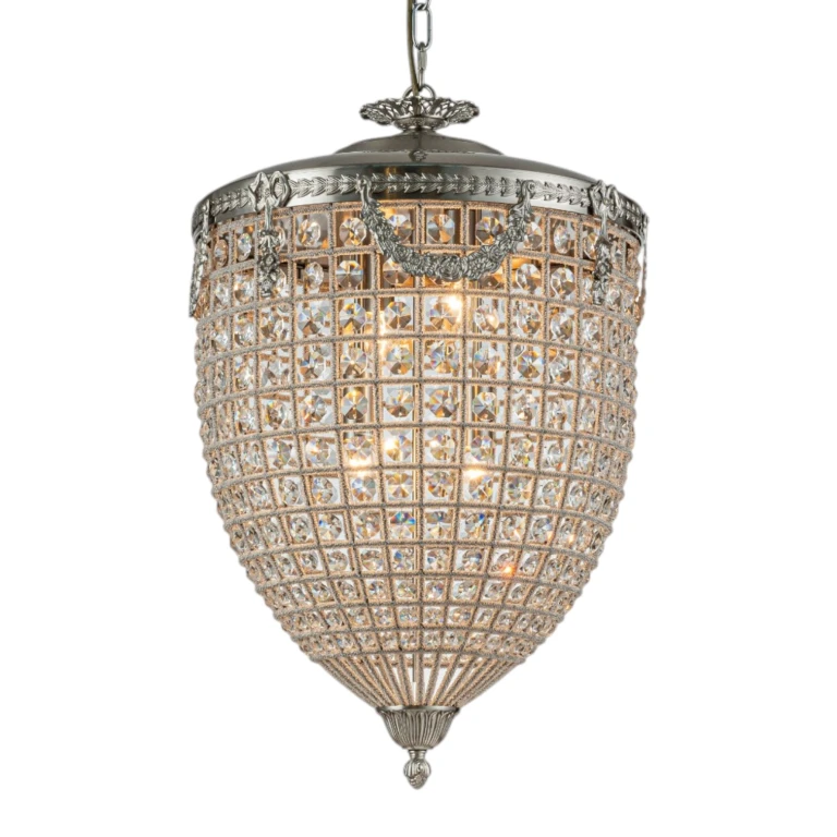 Dutch Style Lampadario Empire - 65 cm - Argento - Ferro & Vetro
