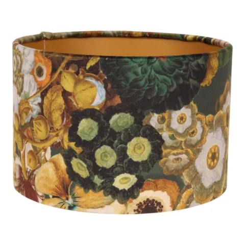 Lampenkap - Bloemenprint - 20 cm - Goud - Stof