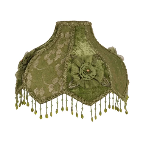 Lampenkap Victorian Dome Scallop - 33 cm - groen - stof