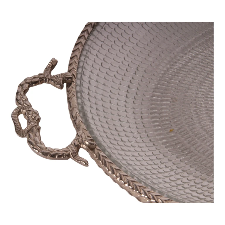 Vassoio in ottone e vetro - oro - 39 cm