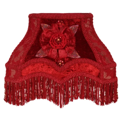 Lampenkap Victorian Rechthoek - 22 cm - Rood - Stof