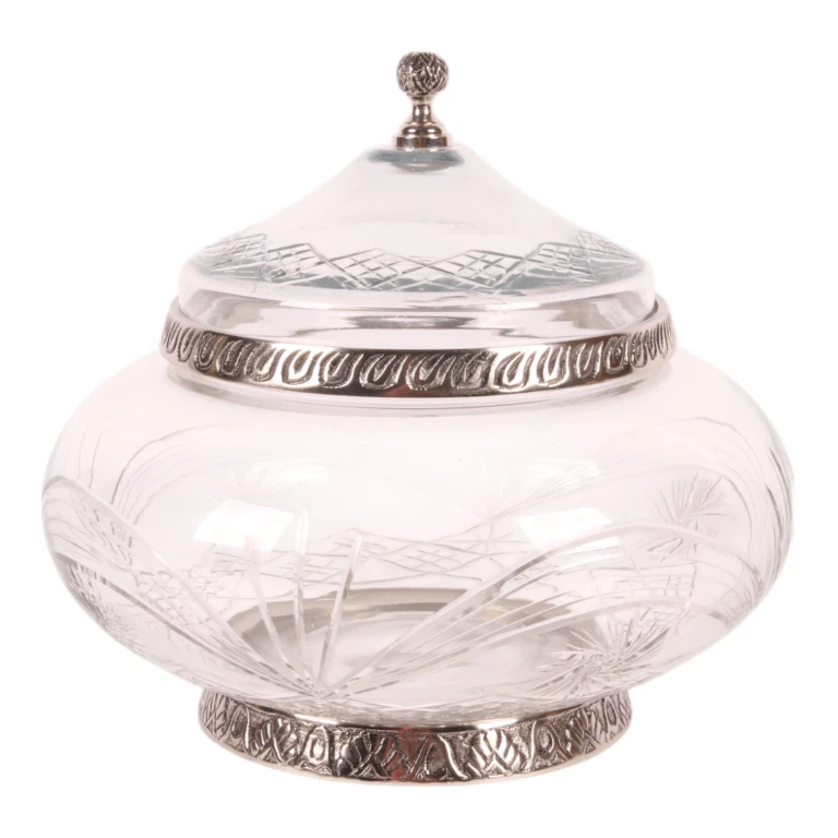 Vaso decorativo con coperchio - argento - 26 cm - 1 pezzo