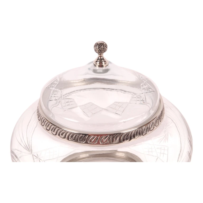 Vaso decorativo con coperchio - argento - 26 cm - 1 pezzo
